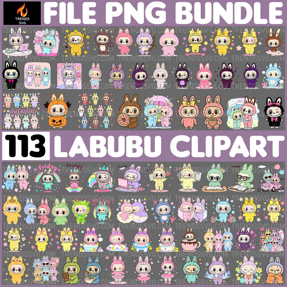 113 File Labubu Clipart Bundle Png TRENDSSVG