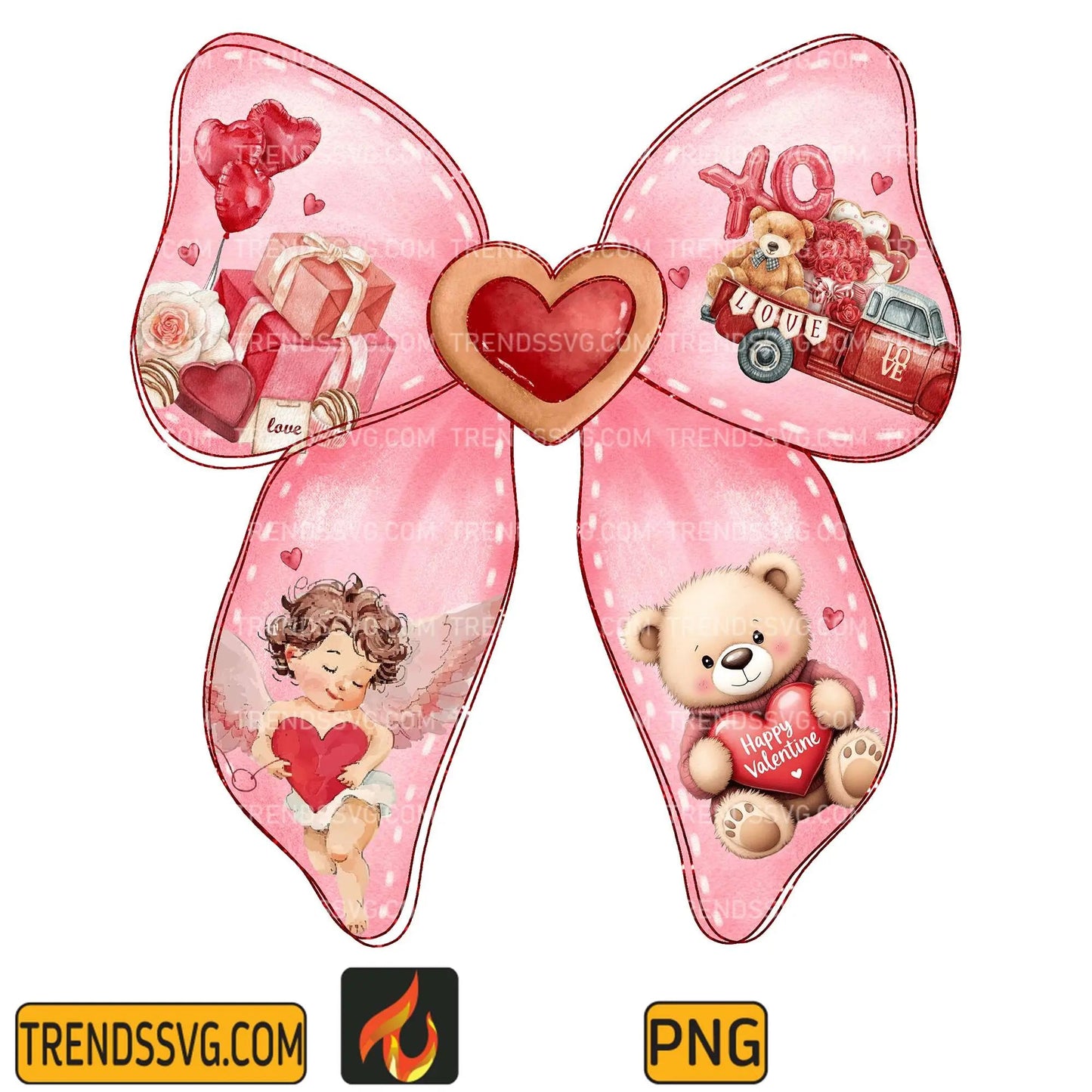 Retro Valentine's Bow Png TRENDSSVG