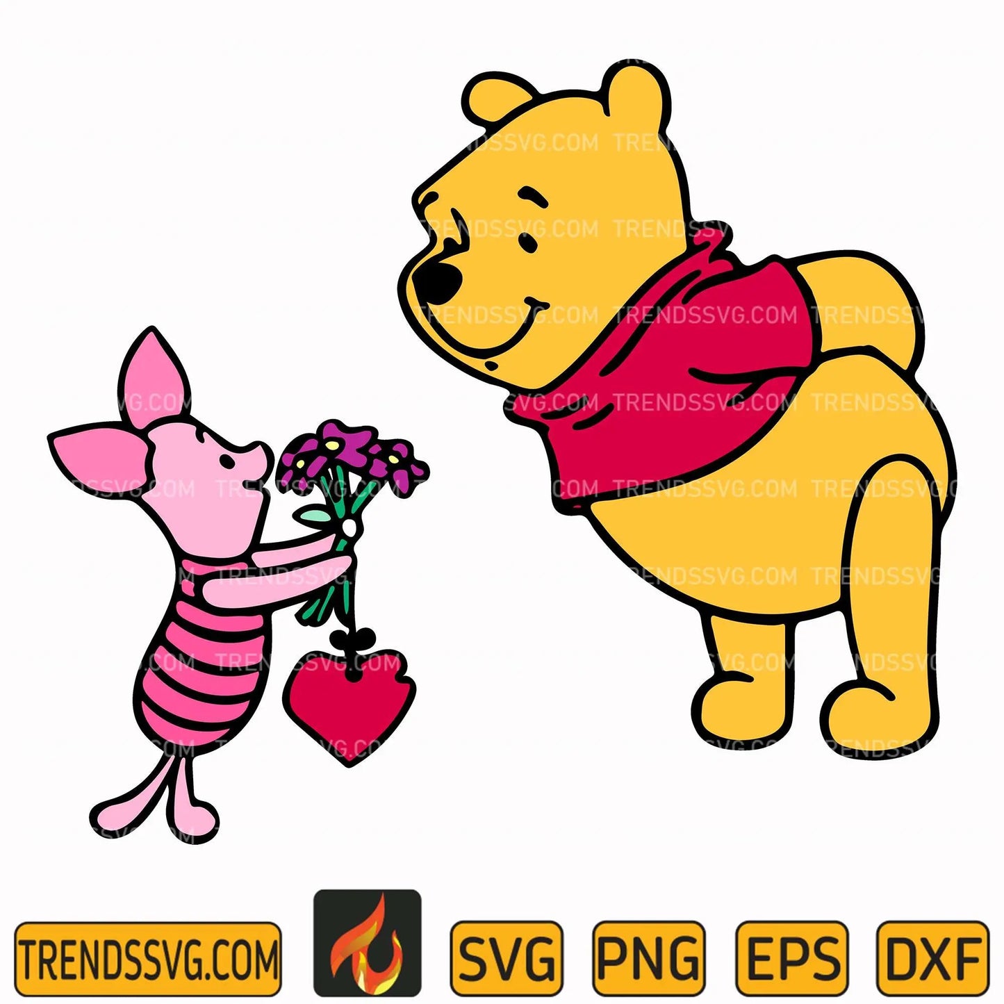 Pooh and Piglet Valentine's Day Svg TRENDSSVG