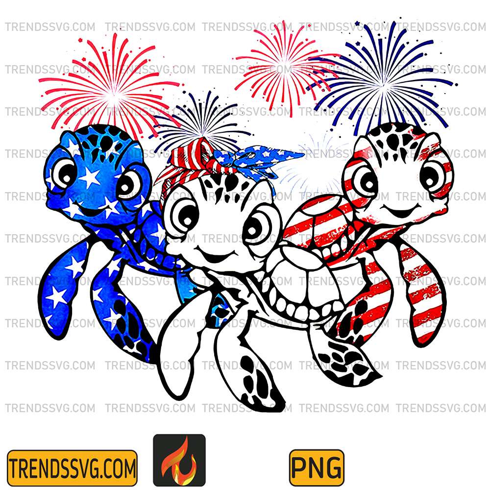 America-Flag-Turtles-4th-Of-July-Png