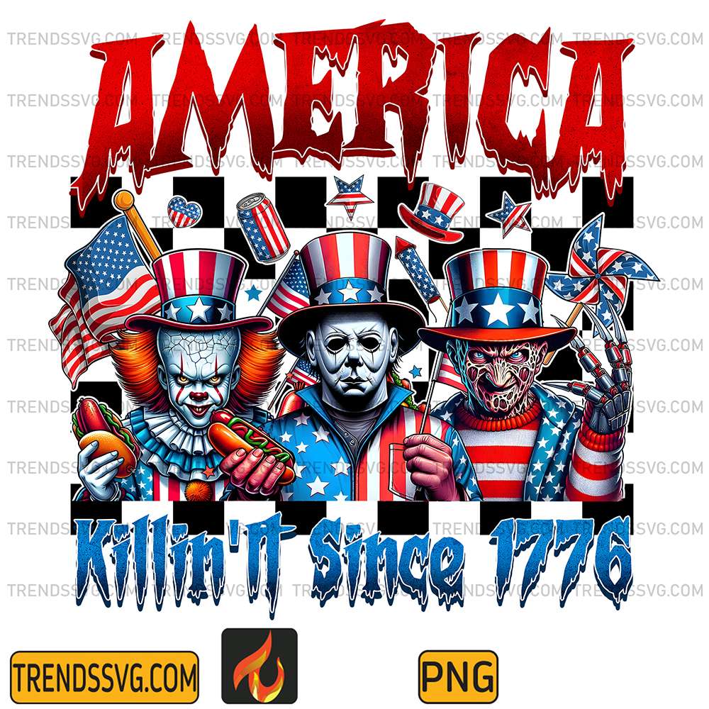 America-Killin-It-Since-1776-Horror-Characters-4th-Of-July-Png