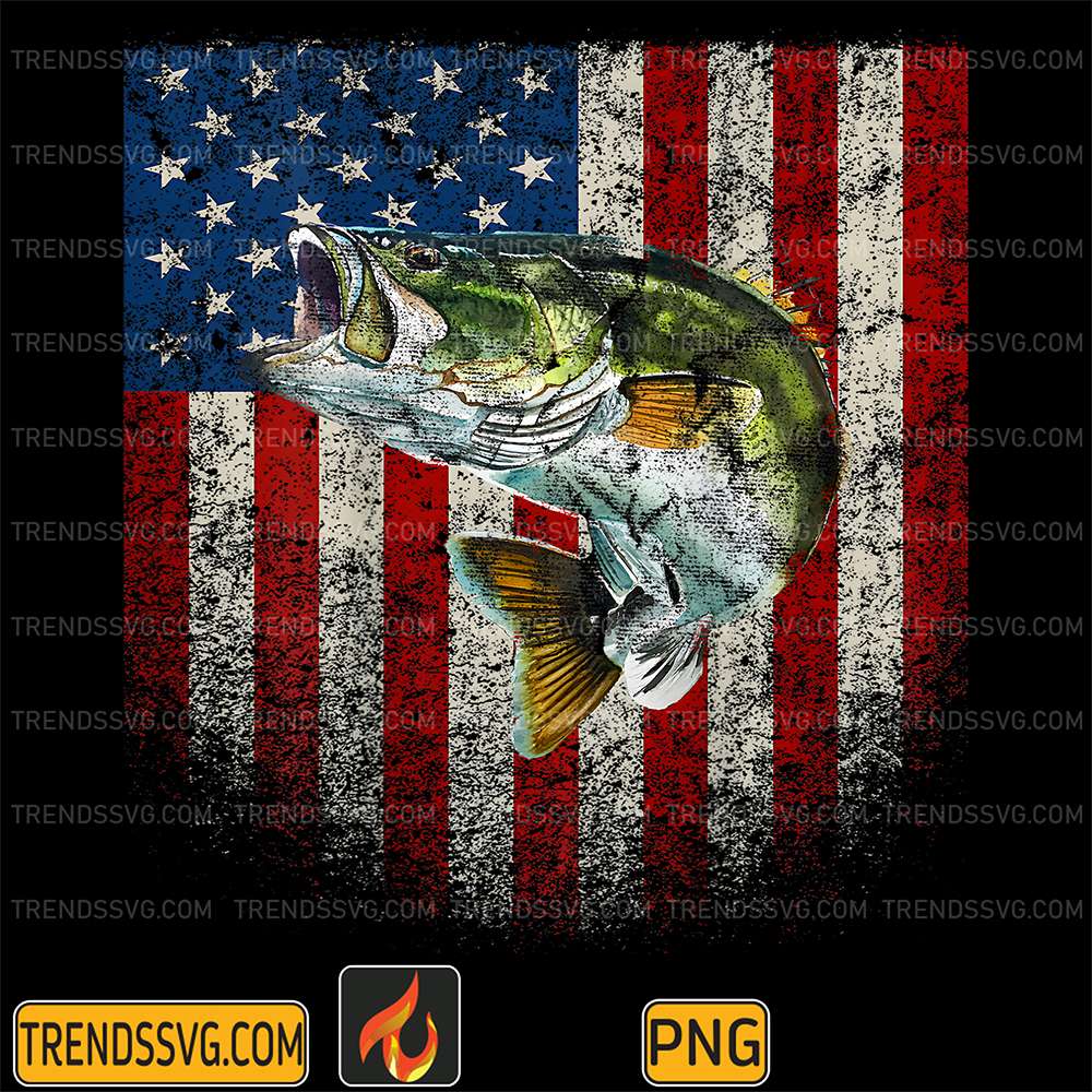 American-Flag-Bass-Fish-Fishing-Png