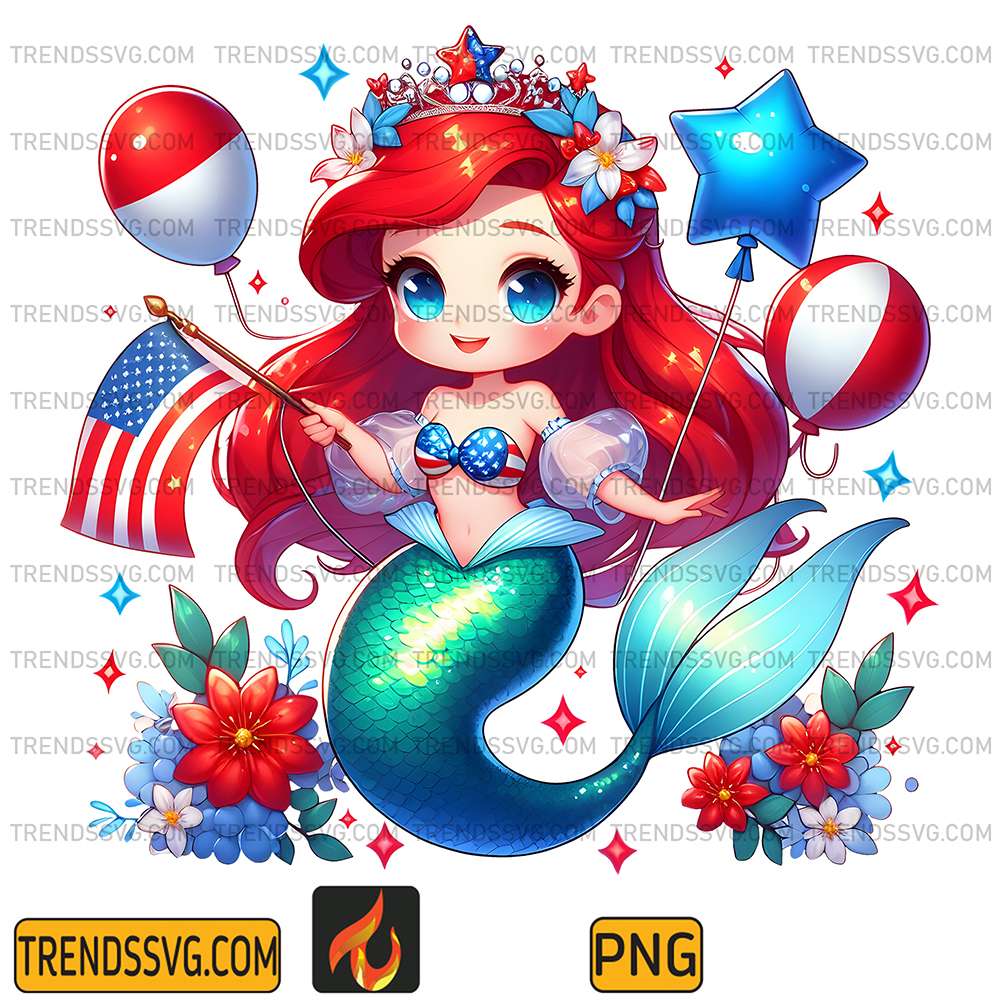 Ariel-Princess-America-4th-Of-July-Png