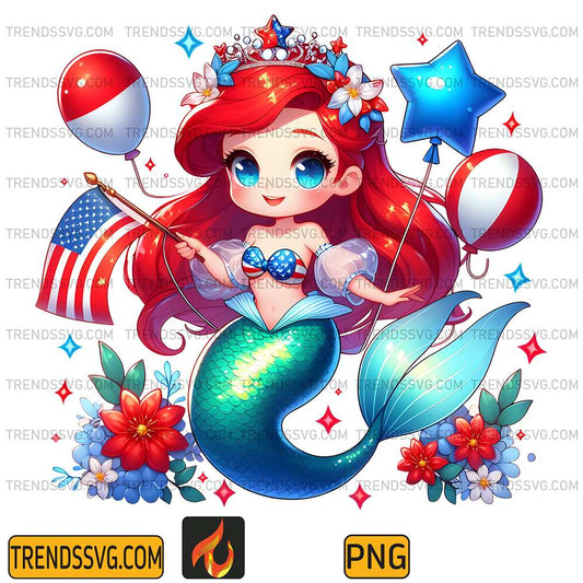 Ariel-Princess-America-4th-Of-July-Png
