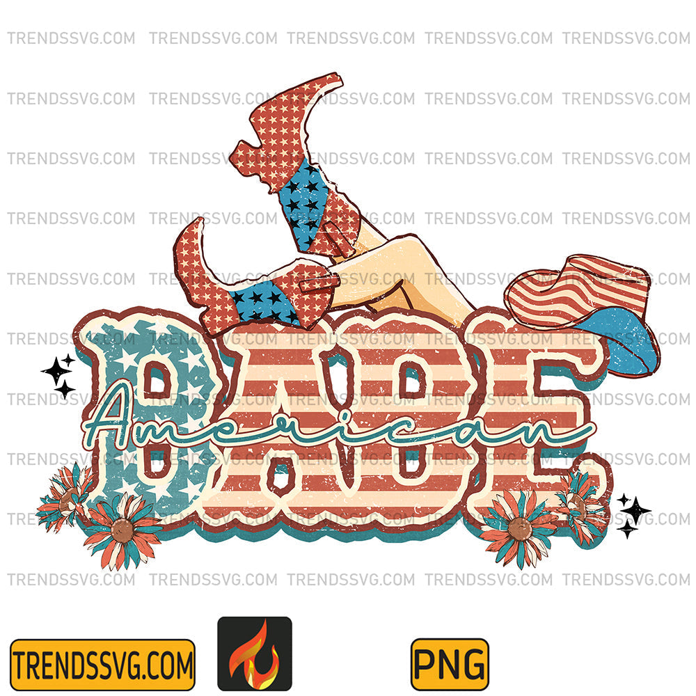 Babe-America-Western-4th-Of-July-Png
