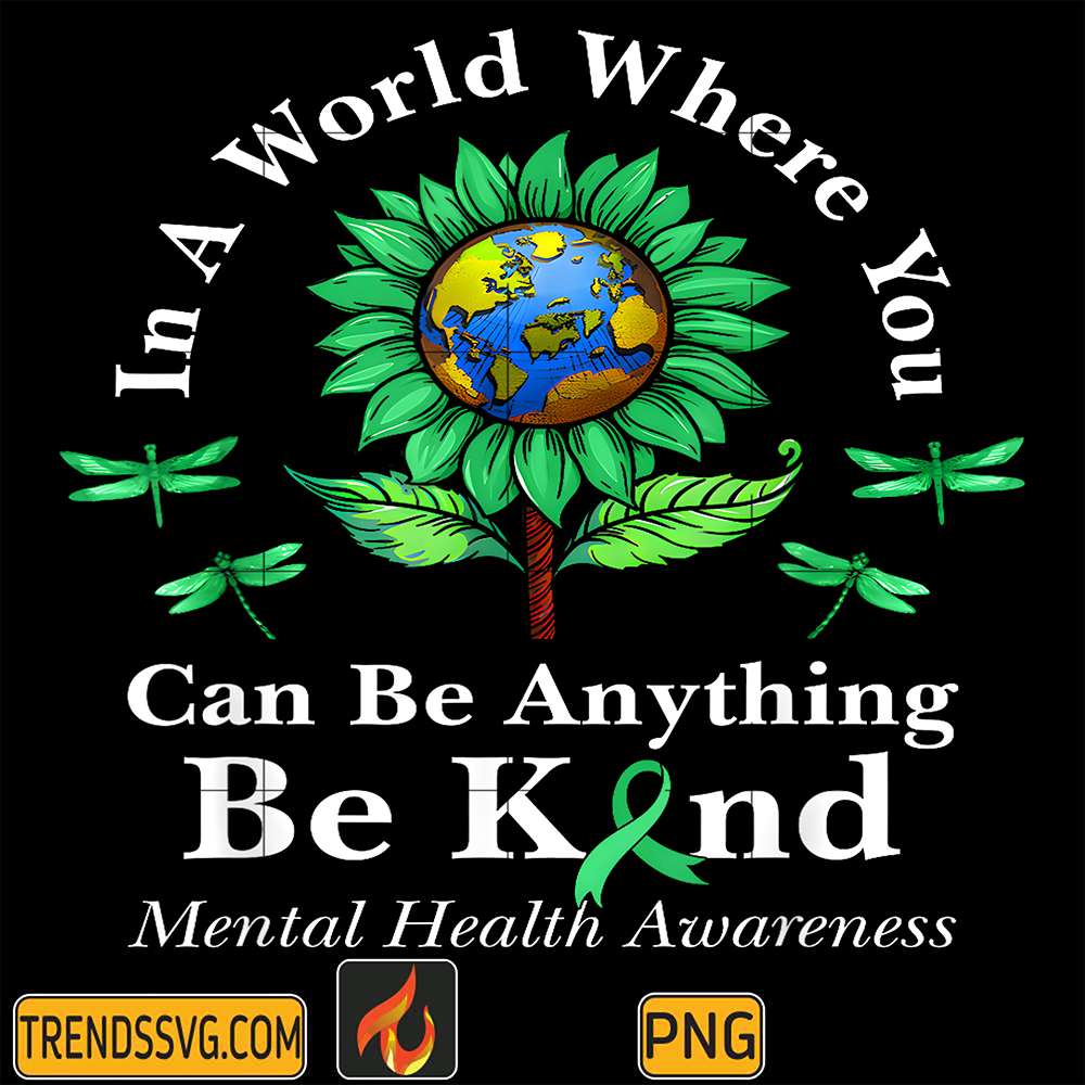 Be-Kind-Green-Ribbon-Sunflower-Mental-Health-Awareness-Png