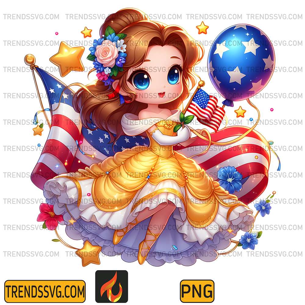 Belle-Princess-America-4th-Of-July-Png