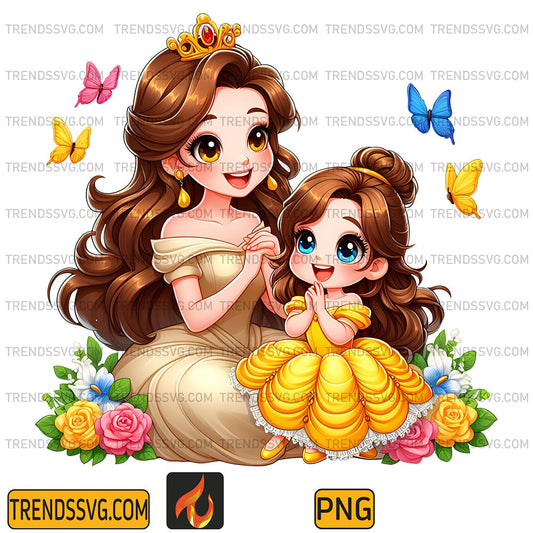 BelleMomAndDaughterPrincessPng