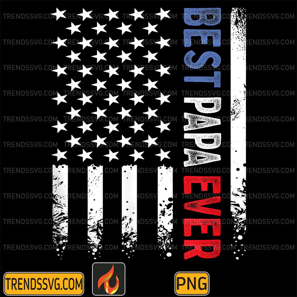 Best-Papa-Ever-With-US-American-Flag-Png