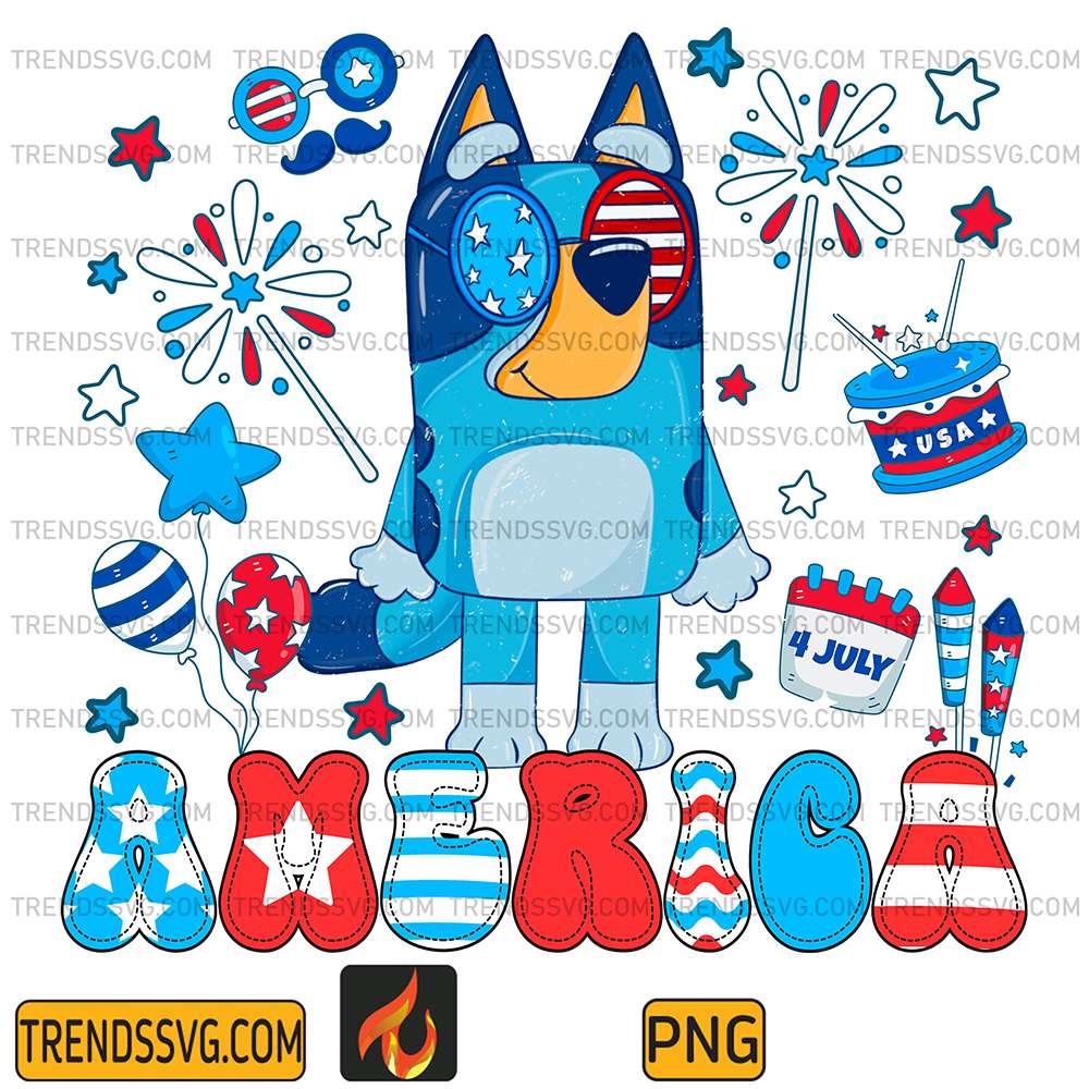 Bluey-America-4th-Of-July-Png