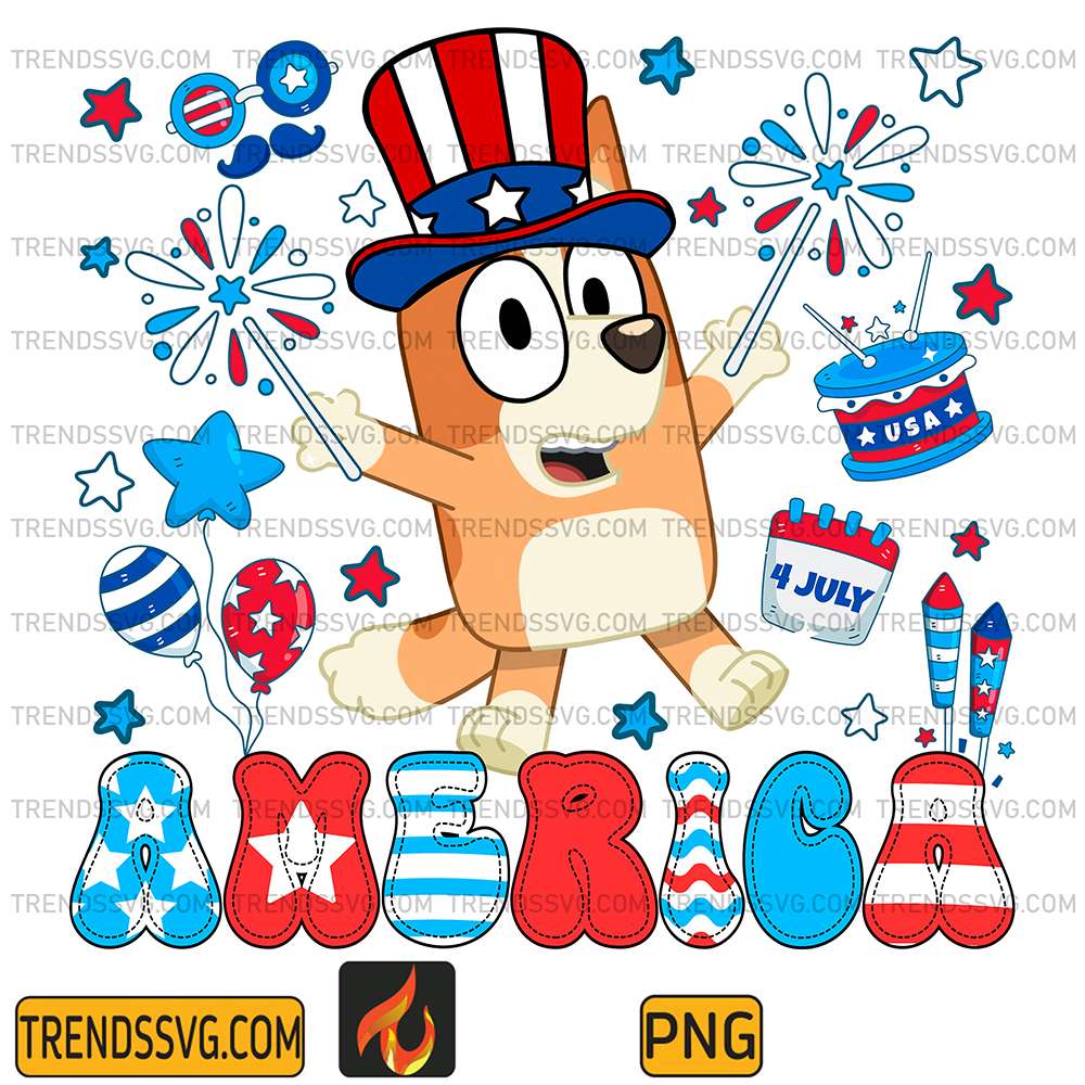 Bluey-Bingo-America-4th-Of-July-Png