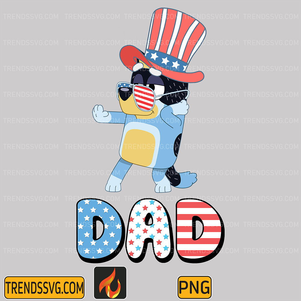 Bluey-Dad-4th-Of-July-Png
