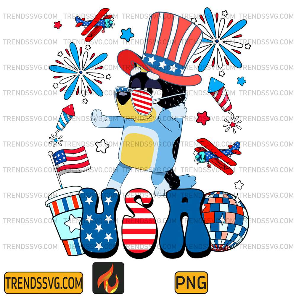 Bluey-Dad-Usa-America-4th-Of-July-Png