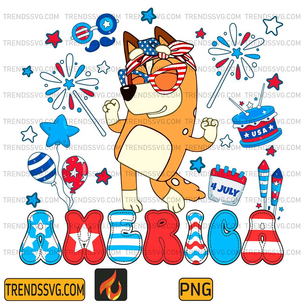 Bluey-Mom-America-4th-Of-July-Png