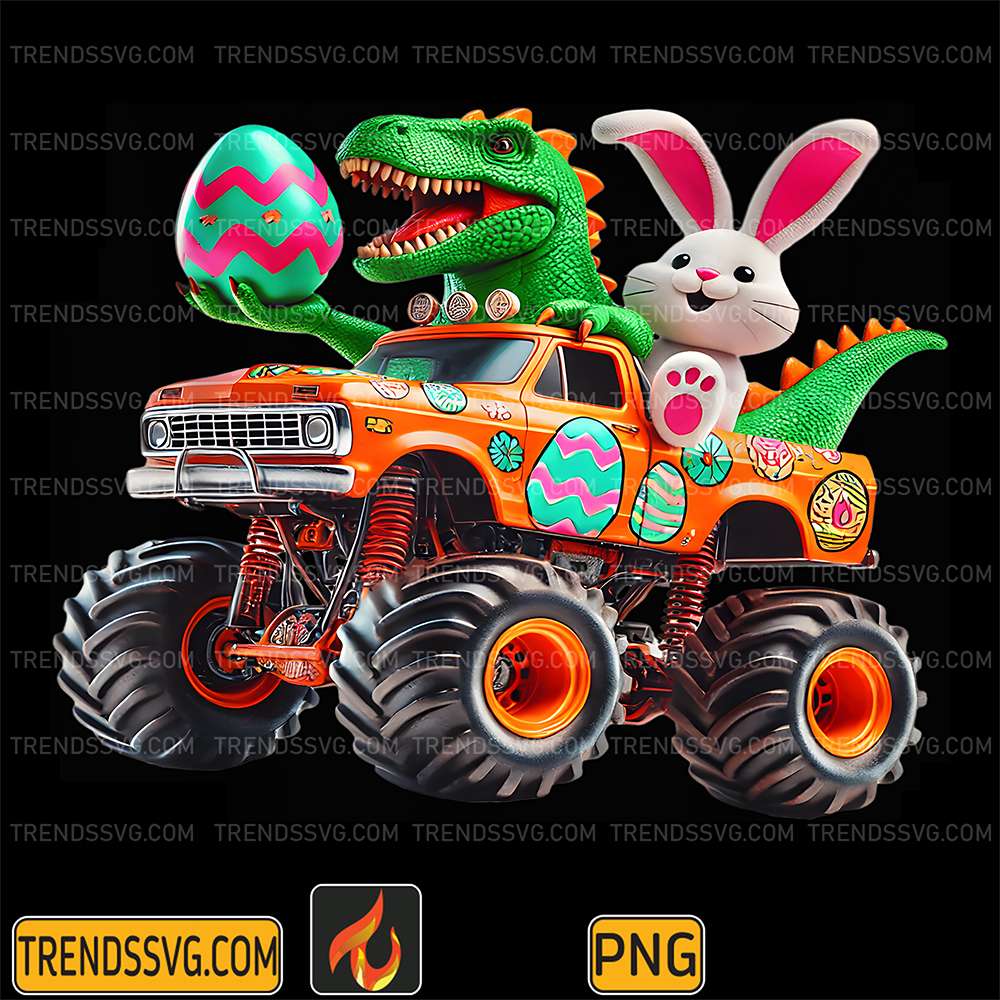 Bunny-T-rex-Easter-Monster-Truck-Dino-Boys-Kids-Cute-Png
