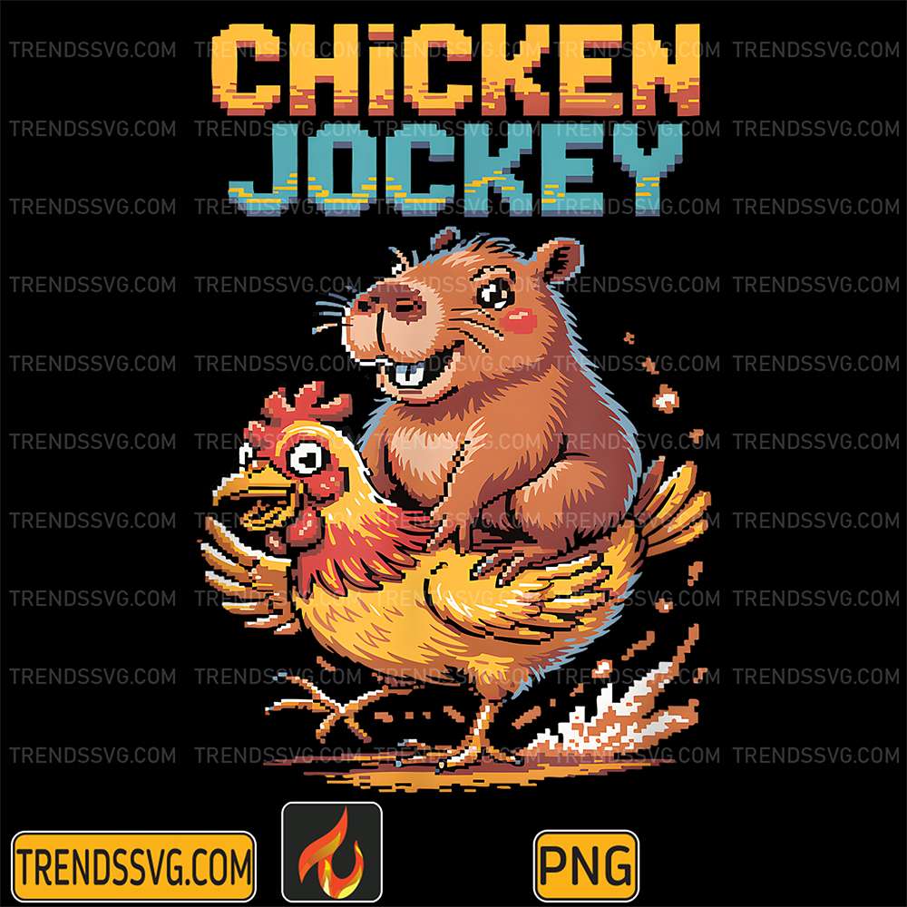 Chicken-Jockey-Capybara-Lovers-Pixel-Art-Gamer-Png