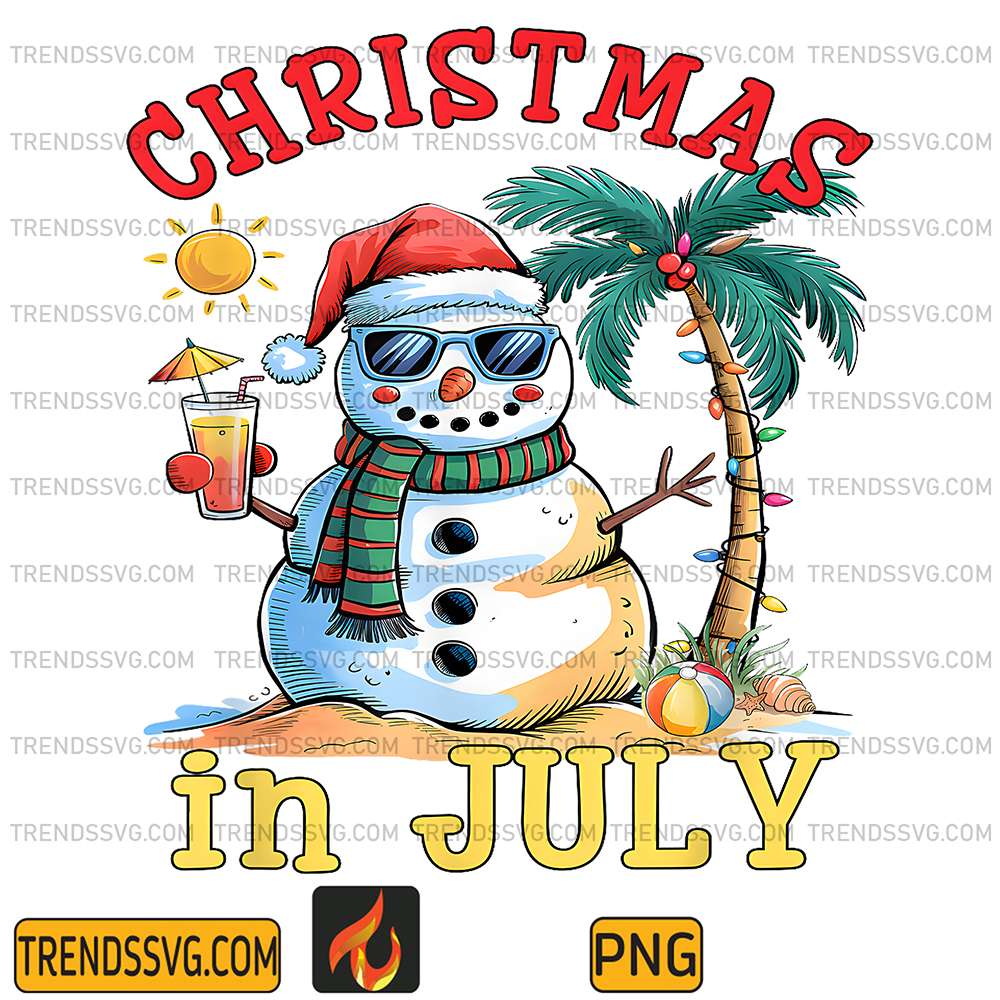 Christmas-In-July-Snowman-Summer-Beach-Vacation-Xmas-Png