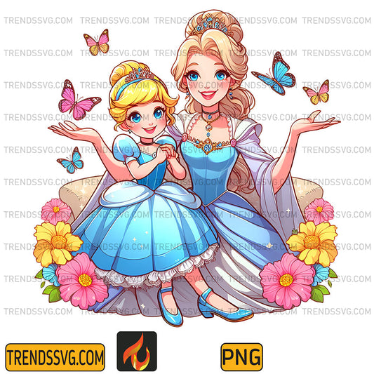 CinderellaMomAndDaughterPrincessPng