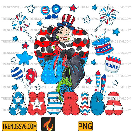 Cruella-De-Vil-America-4th-Of-July-Png