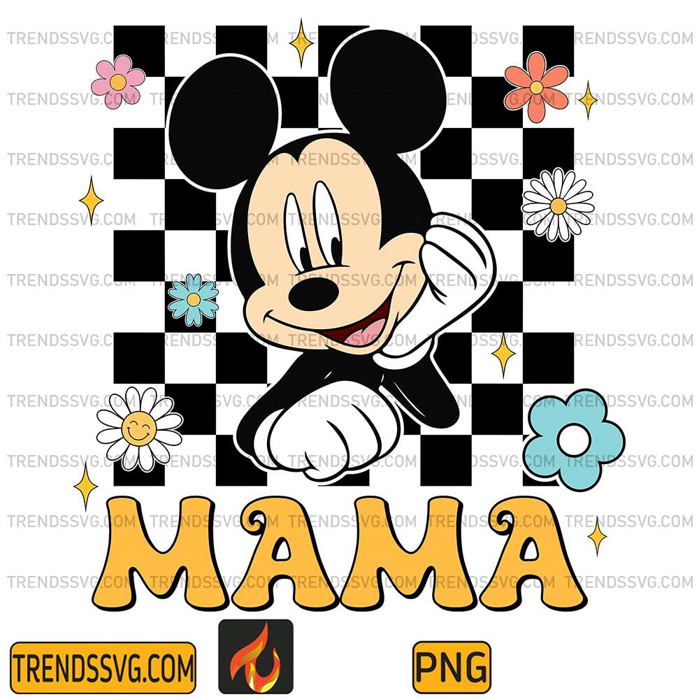 Cute-Mickey-Mouse-Mama-Floral-Png
