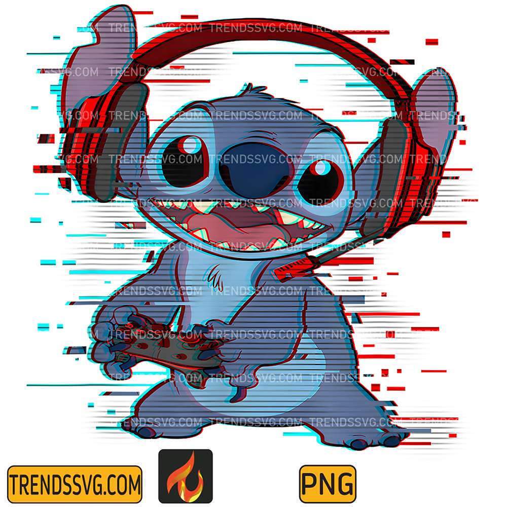 Disney-Lilo-And-Stitch-Gamer-Headsetand-Controller-Png