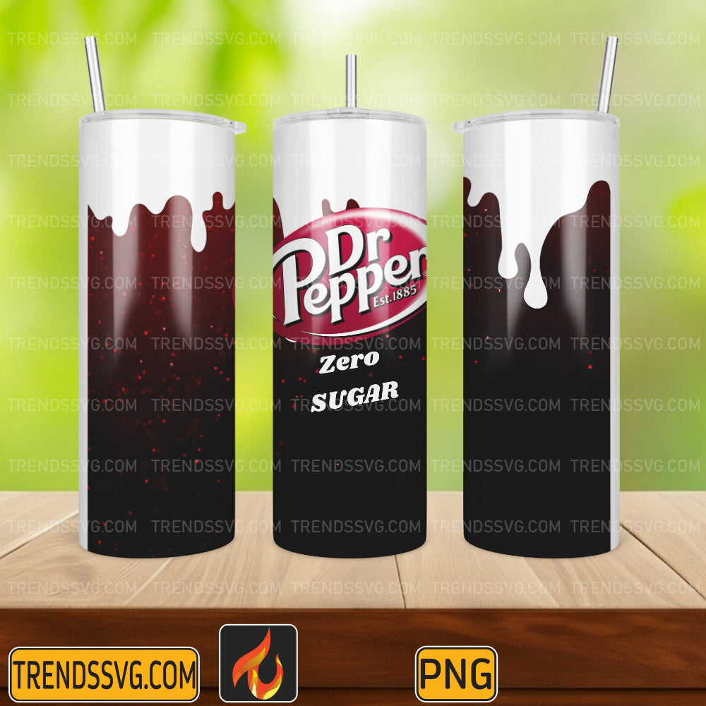DrPepperEst1885ZeroSugar20ozSkinnyTumblerWrapSublimationPng