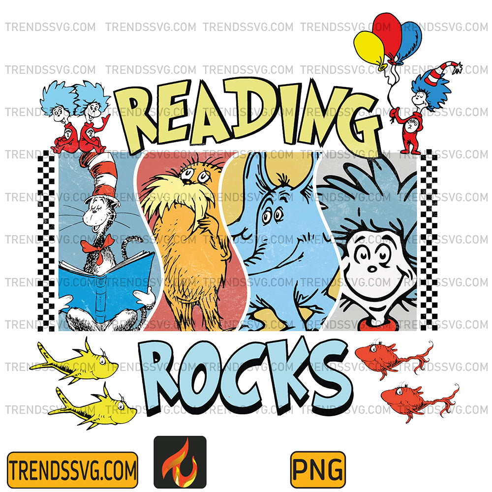 DrSeussFriendsReadingRocksPng