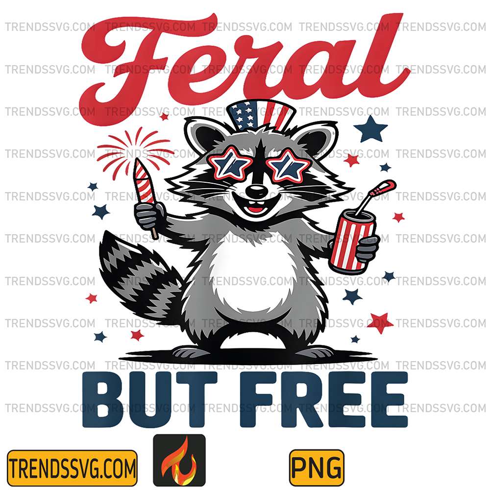 Feral-But-Free-Raccoon-4th-Of-July-Png-1