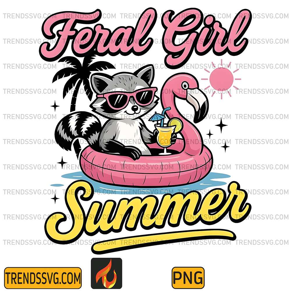 Feral-Girl-Summer-Raccoon-Png