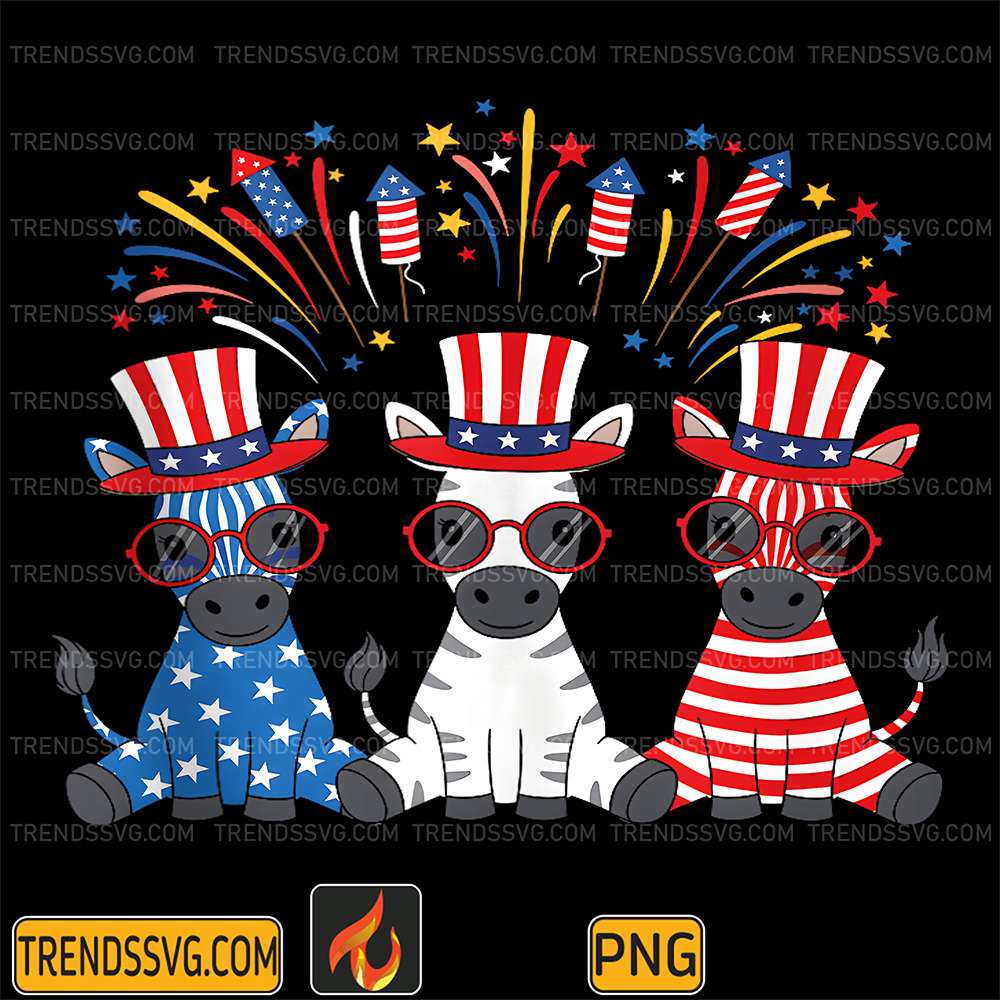 Fireworks-Zebra-American-USA-Flag-4th-Of-July-Png
