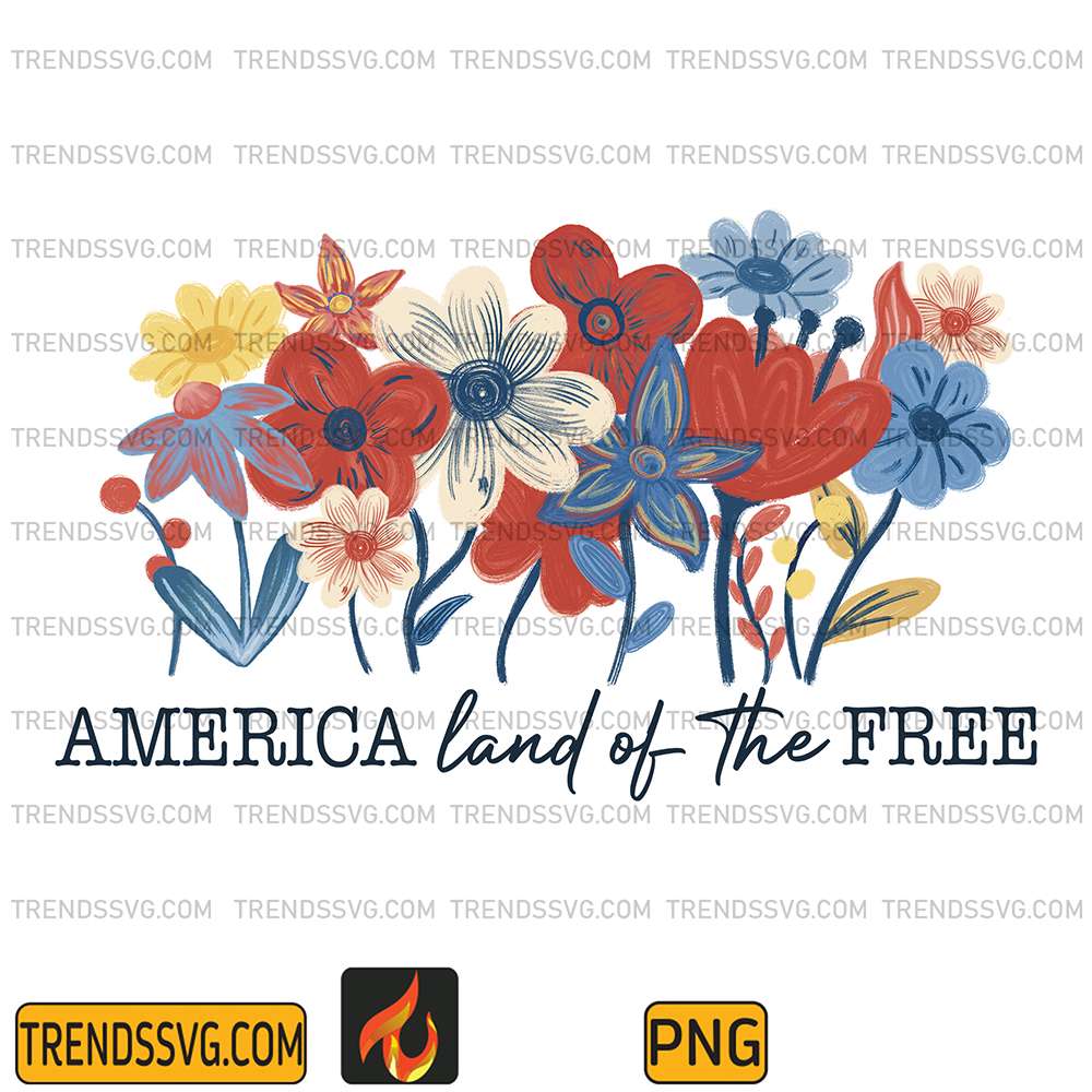 Floral-America-Land-Of-The-Free-Png