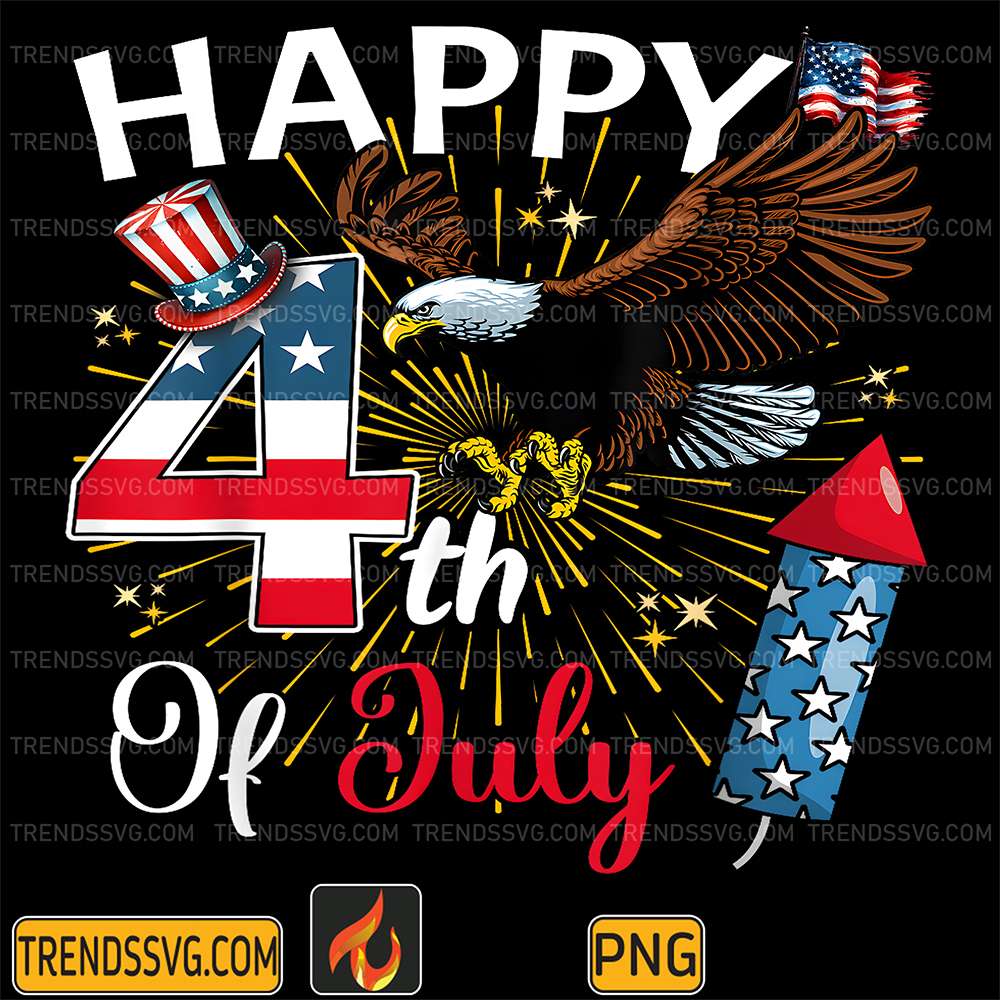 Happy 4th Of July Patriotic American Flag USA Png TRENDSSVG