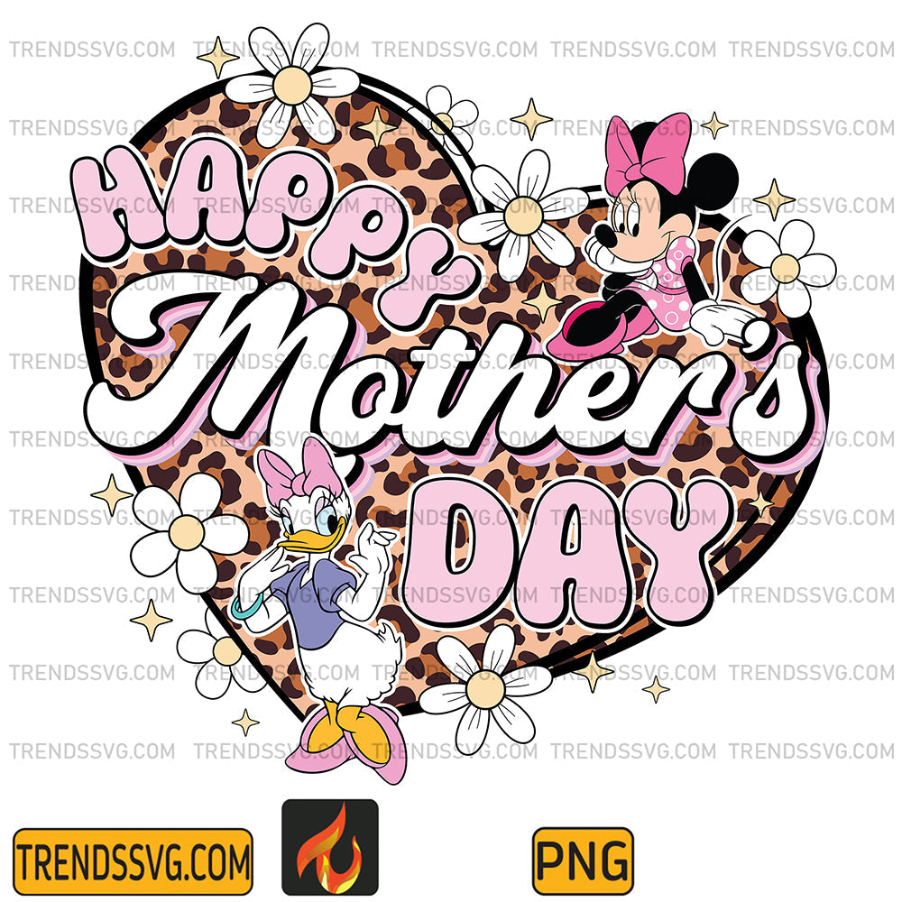 HappyMotherDayMinnieAndDaisyDuckLeopardPng