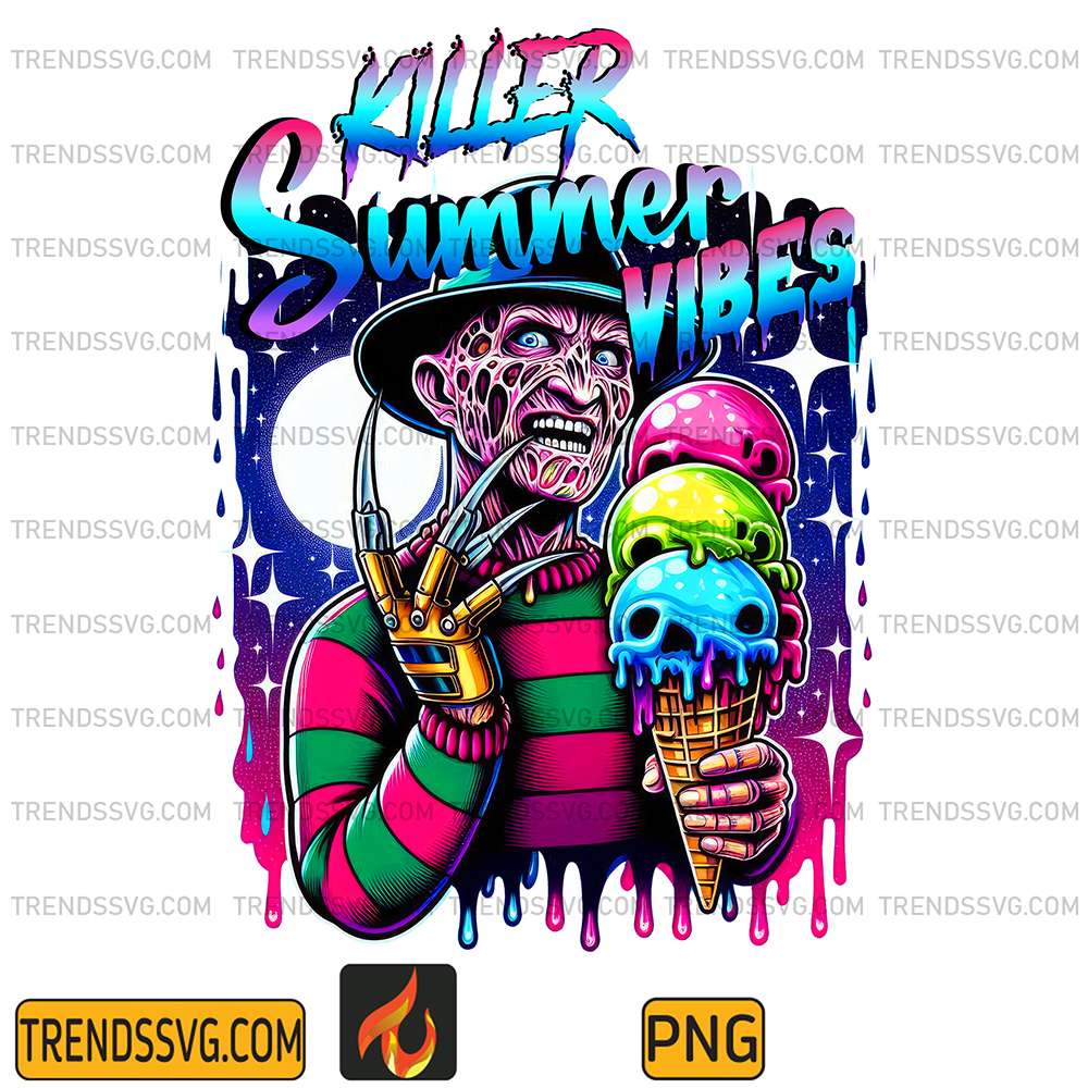 Horror Freddy Krueger Killer Summer Vibes Halloween Png TRENDSSVG