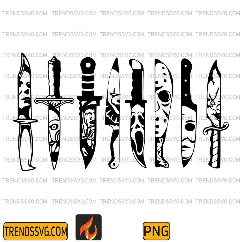 Horror-Movie-Characters-In-Knives-Halloween-Png