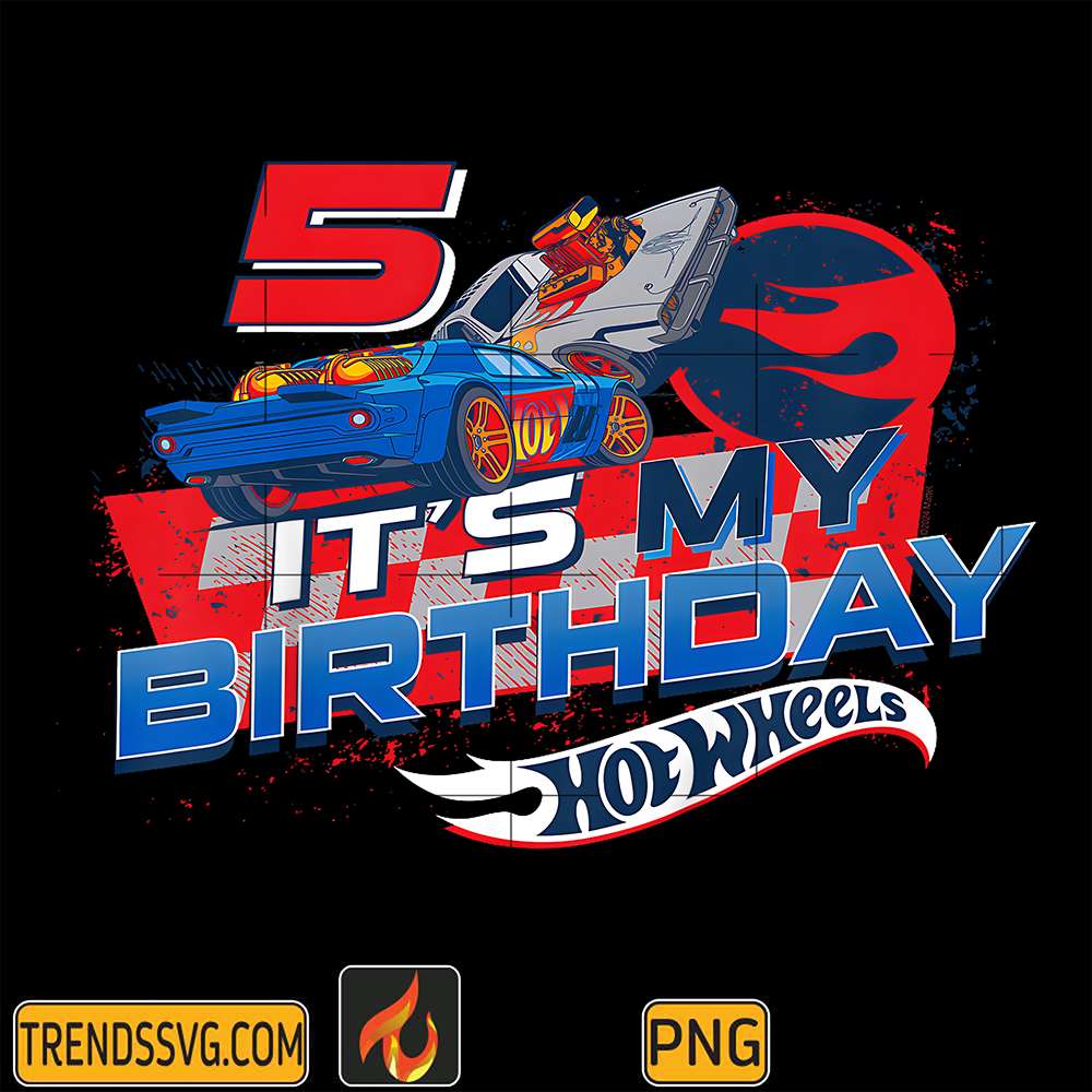 Hot-Wheels-Race-Team-It-s-My-5th-Birthday-Png