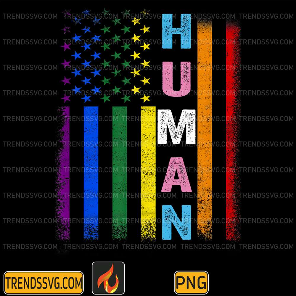 Human LGBT American Flag LGBTQ Rainbow Pride Month Png TRENDSSVG