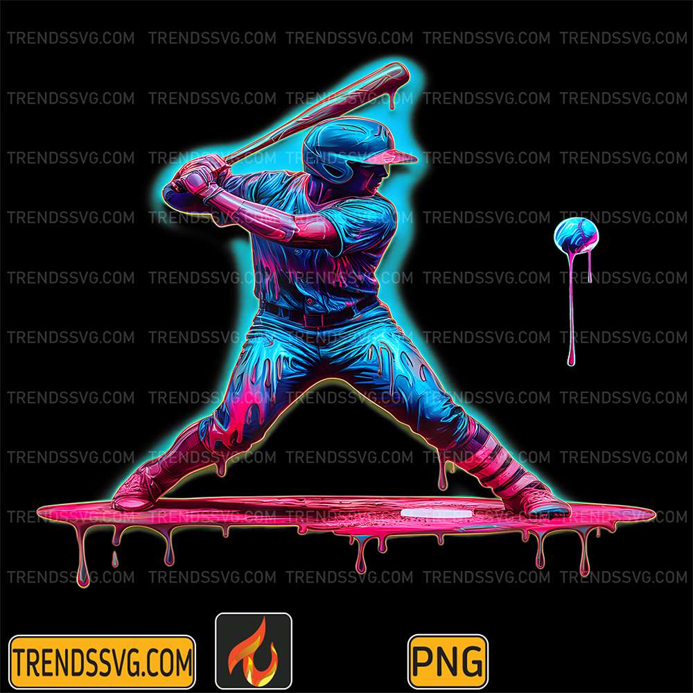 Ice-Cream-Drip-Baseball-Bat-Baseball-Player-Png