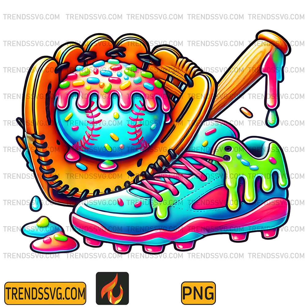 Ice-Cream-Drip-Baseball-Stuff-Baseball-Drip-For-Boys-Png