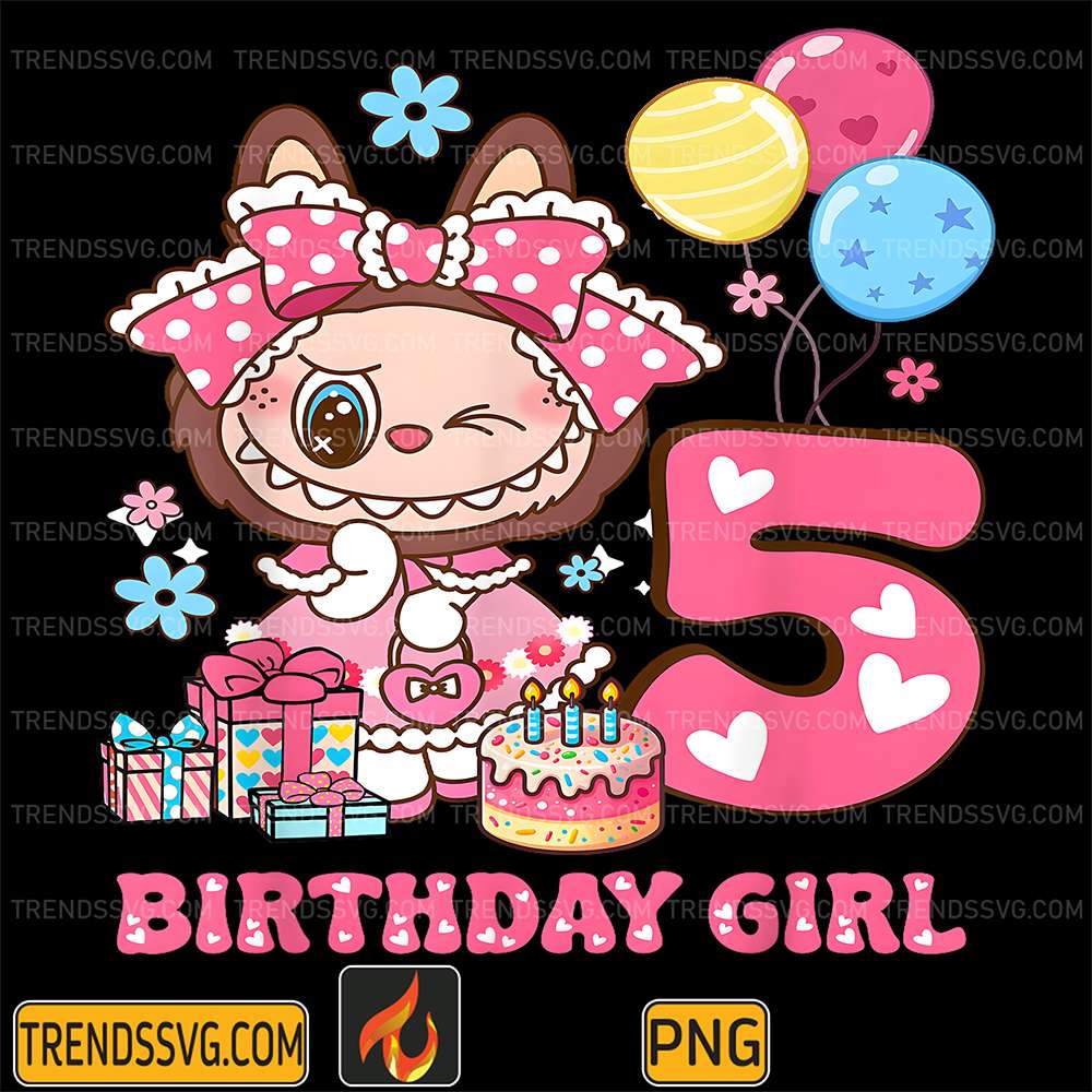 Labubu-5th-Birthday-Girl-Png
