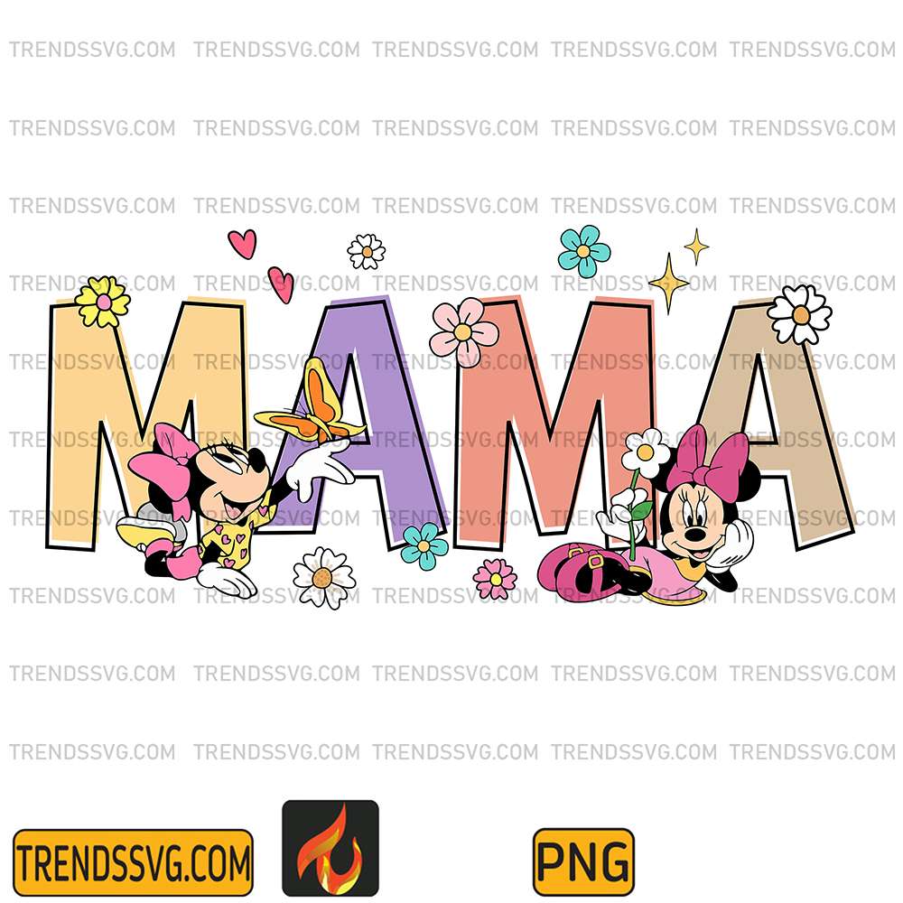 Mama-Minnie-Mouse-Floral-Png