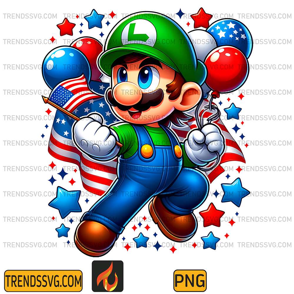 Mario-Luigi-America-4th-Of-July-Png
