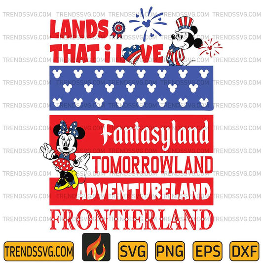 Mickey-And-Minnie-Lands-That-I-Love-Fantasyland-Tomorrowland-Adventureland-Frontierland-Svg
