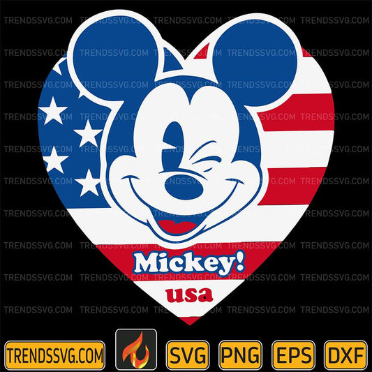 Mickey-Usa-American-Heart-Svg