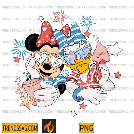 Minnie-And-Daisy-Duck-4th-Of-July-Png