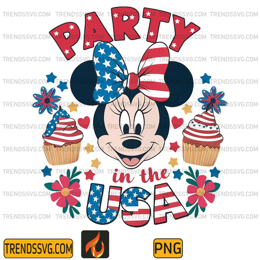 Minnie-Party-Usa-American-4th-Of-July-Png