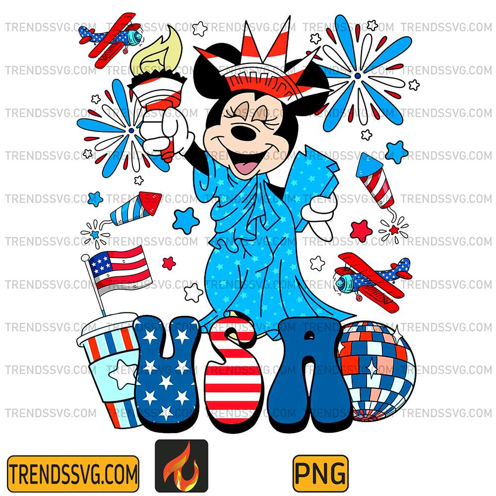 Minnie-Usa-America-4th-Of-July-Png