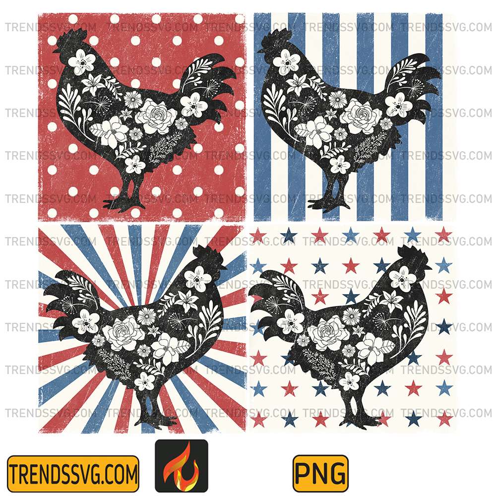 Patriotic-Floral-Chicken-4th-Of-July-Png