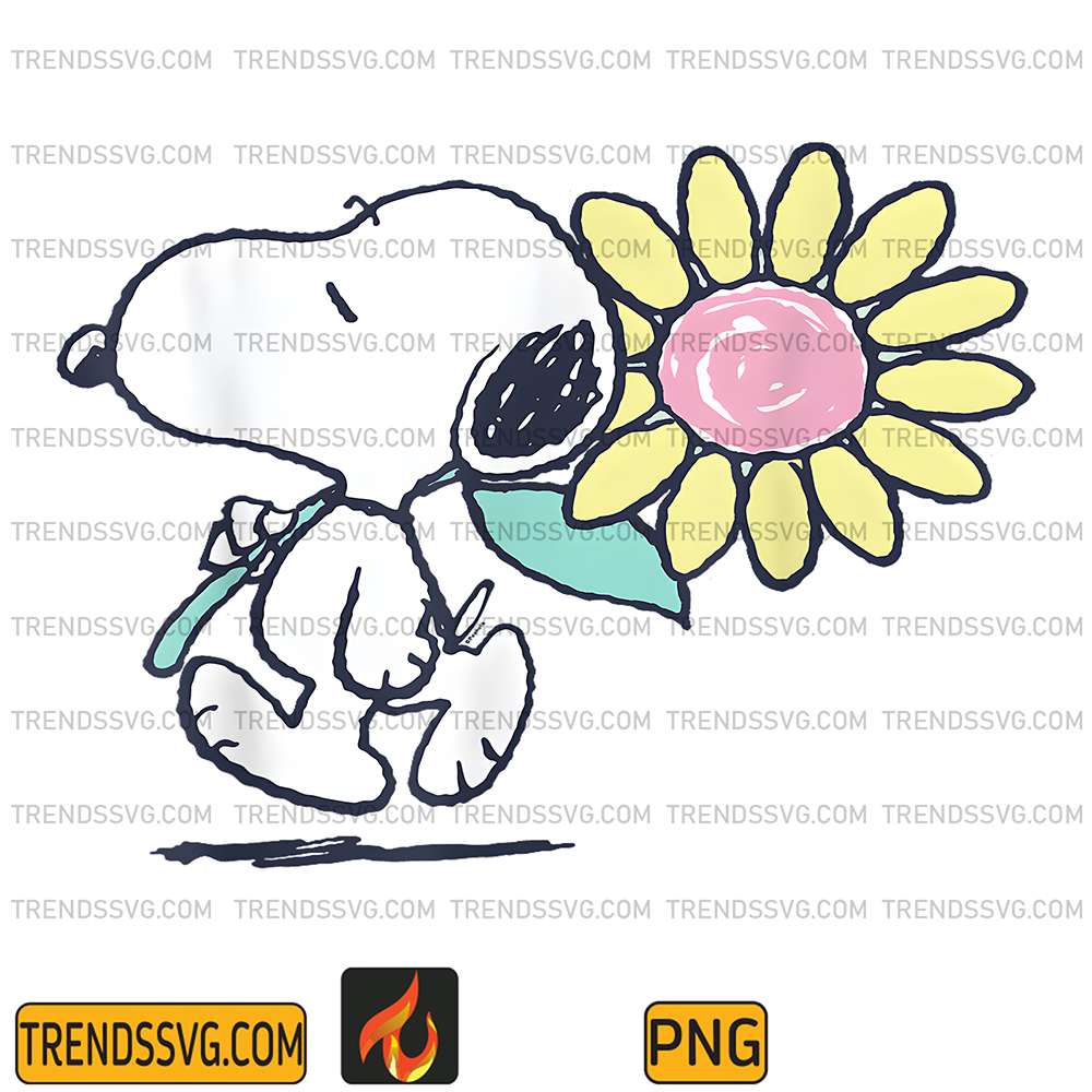 Peanuts-Snoopy-Pink-Daisy-Flower-Png