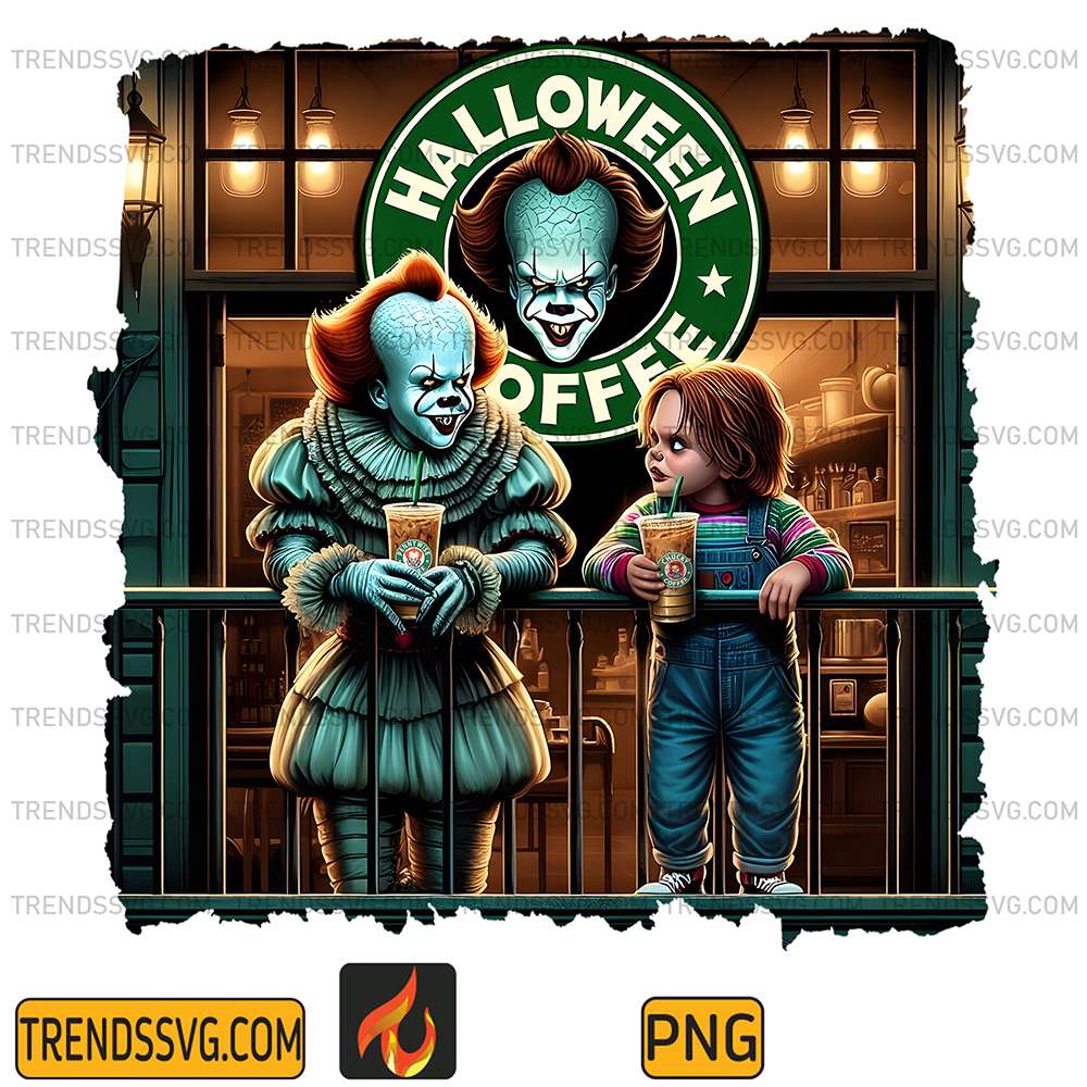 Pennywise-And-Chucky-Halloween-Coffee-Png